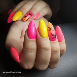 Gelové nehty neon summer nail art
